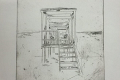 A Lonely Beach Hut, 2014, Etching, Edition of 5, 21x29cm (Plate size 12x13cm). Sold 3 of 5.